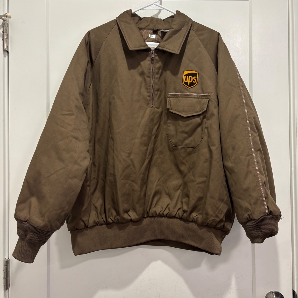 Twinhill UPS Uniform Jacket Mens XL Brown Quilted Lined Workwear Pullover 5657